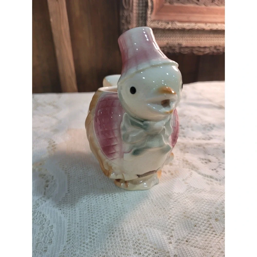 Vintage '50's Royal Copley, Spaulding Chicken Creamers. Pink Bonnet